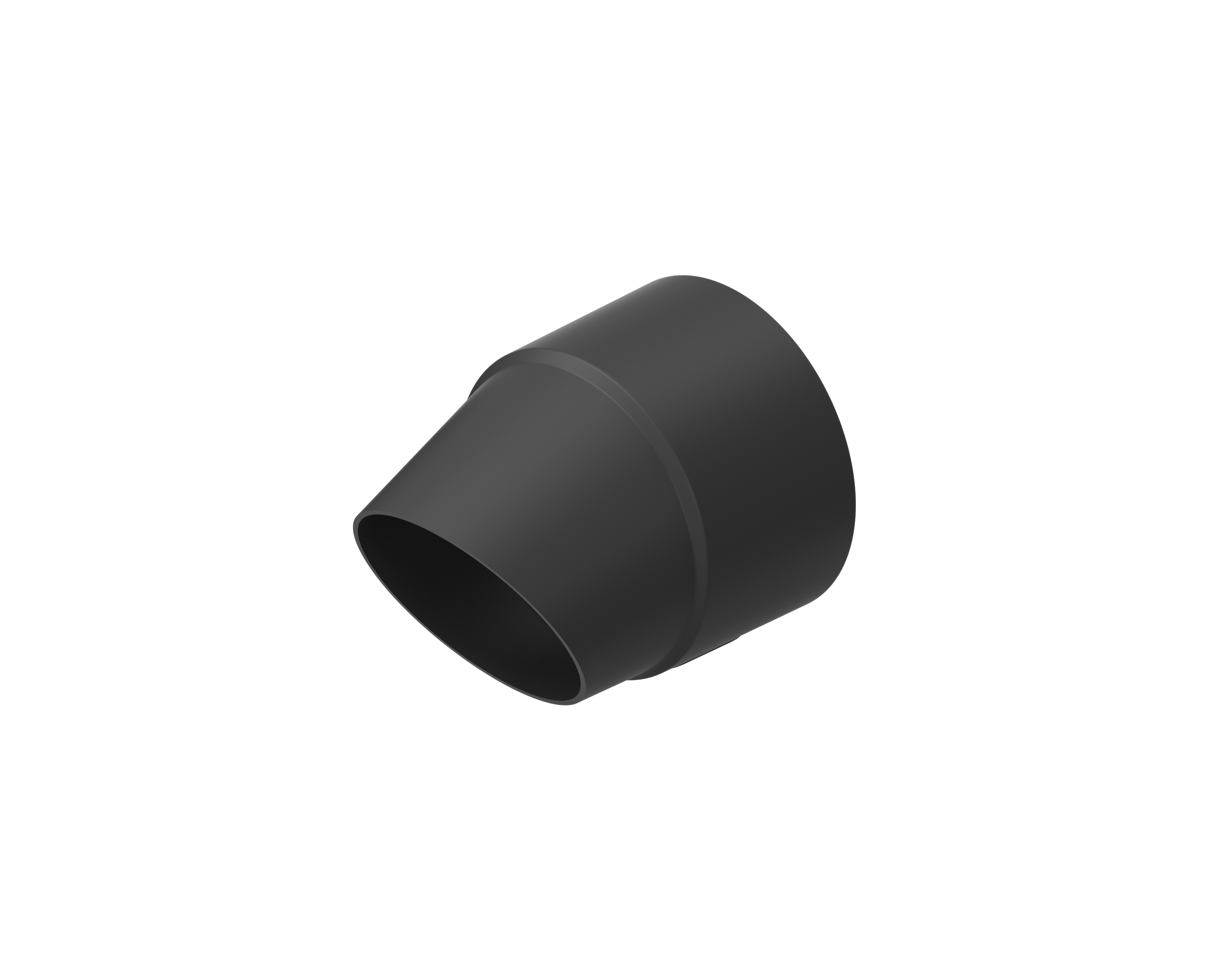 Black rubber nozzle acessory on a white background